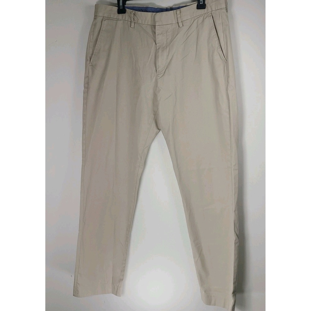 J. Crew Bowery Slim Straight Casual Chino Pants Men's W34 L32 Khaki Tan Cotton